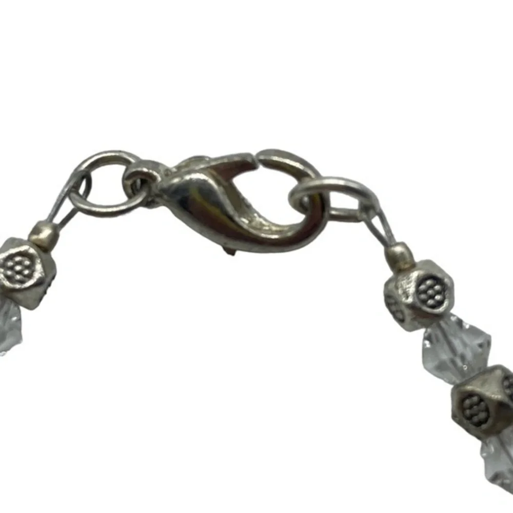 Swarovski Crystal Moss Green and Clear Bead Handmade Bracelet With Lobster Clasp